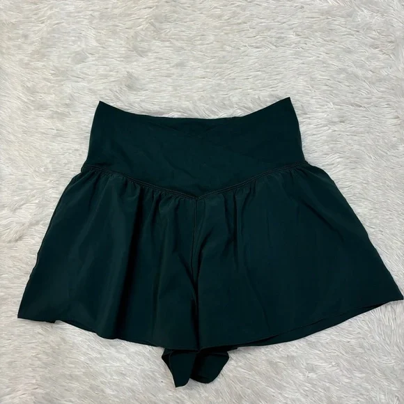 Aerie Crossover Flowy Stretch Shorts in Forest Green - Picture 4 of 6